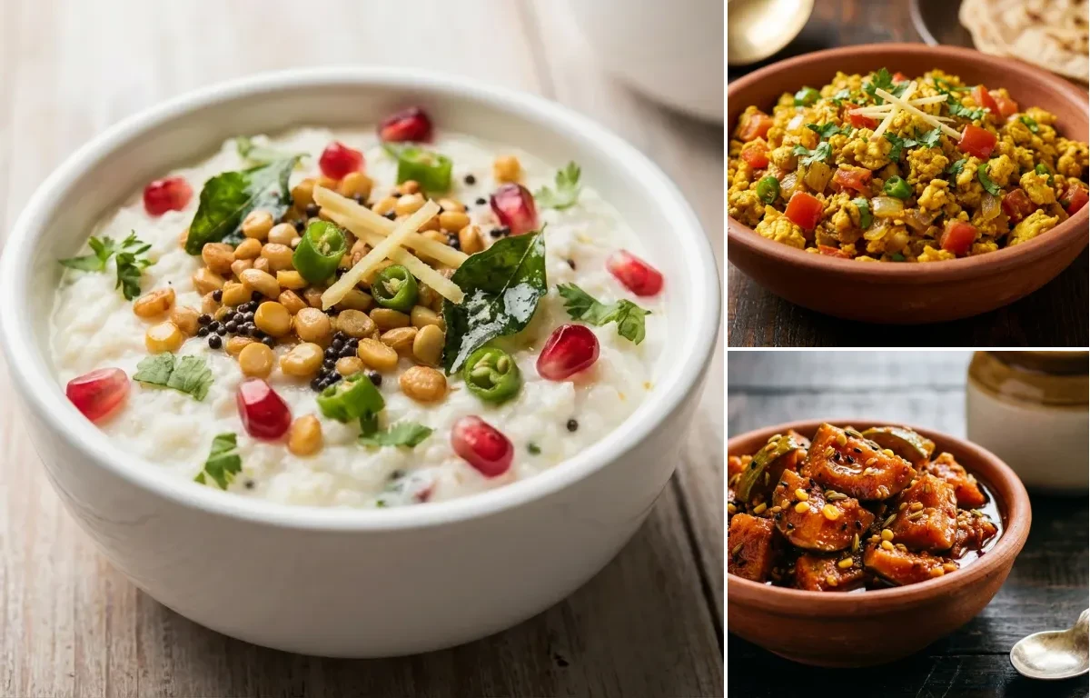 Curd Rice with Egg Bhurji and Mango Pickle