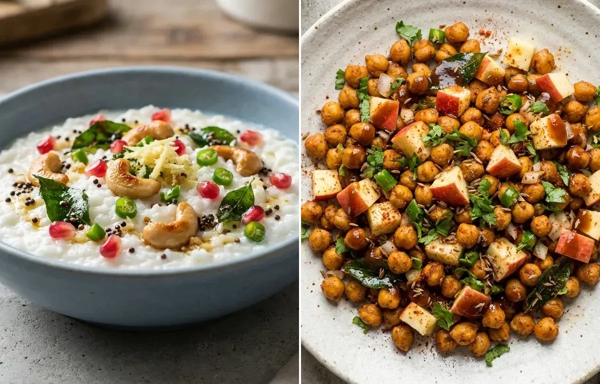 Curd Rice Snack Bowl with Roasted Chana With Apple