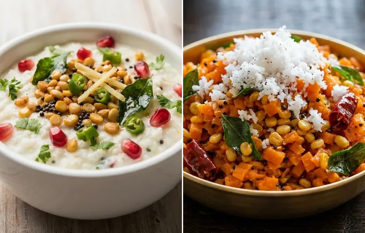 Curd Rice with Carrot Poriyal with Chutney Podi