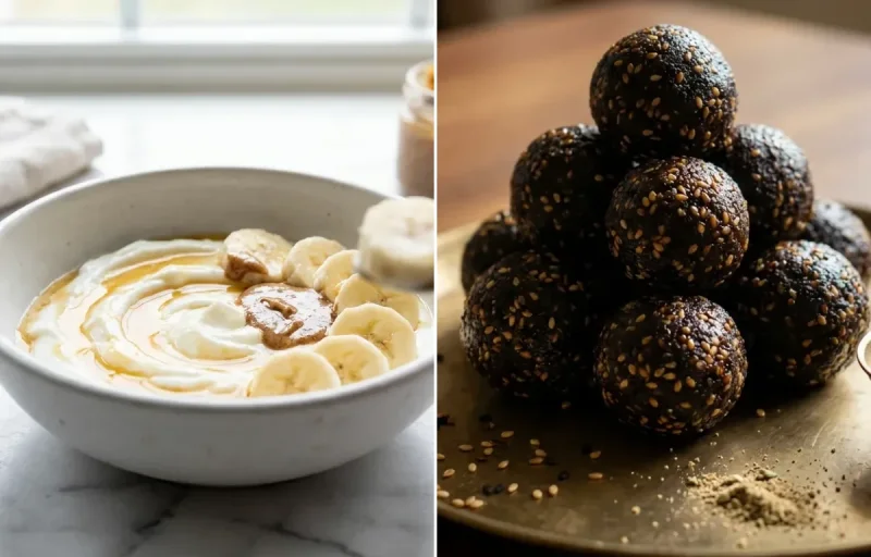 Curd with Banana and Almond Butter with Ellu Urundai