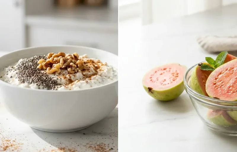 Curd with Chia and Cinnamon with Fresh Guava