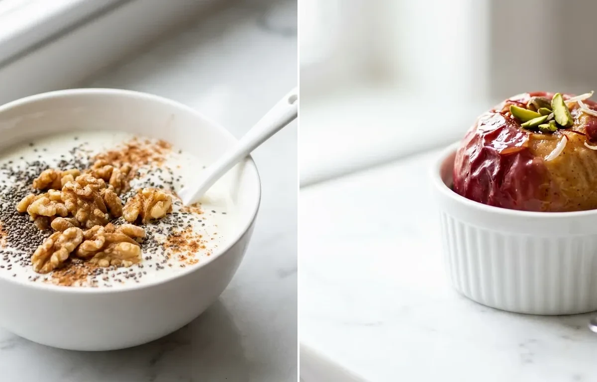 Curd with Chia and Walnuts with Apple