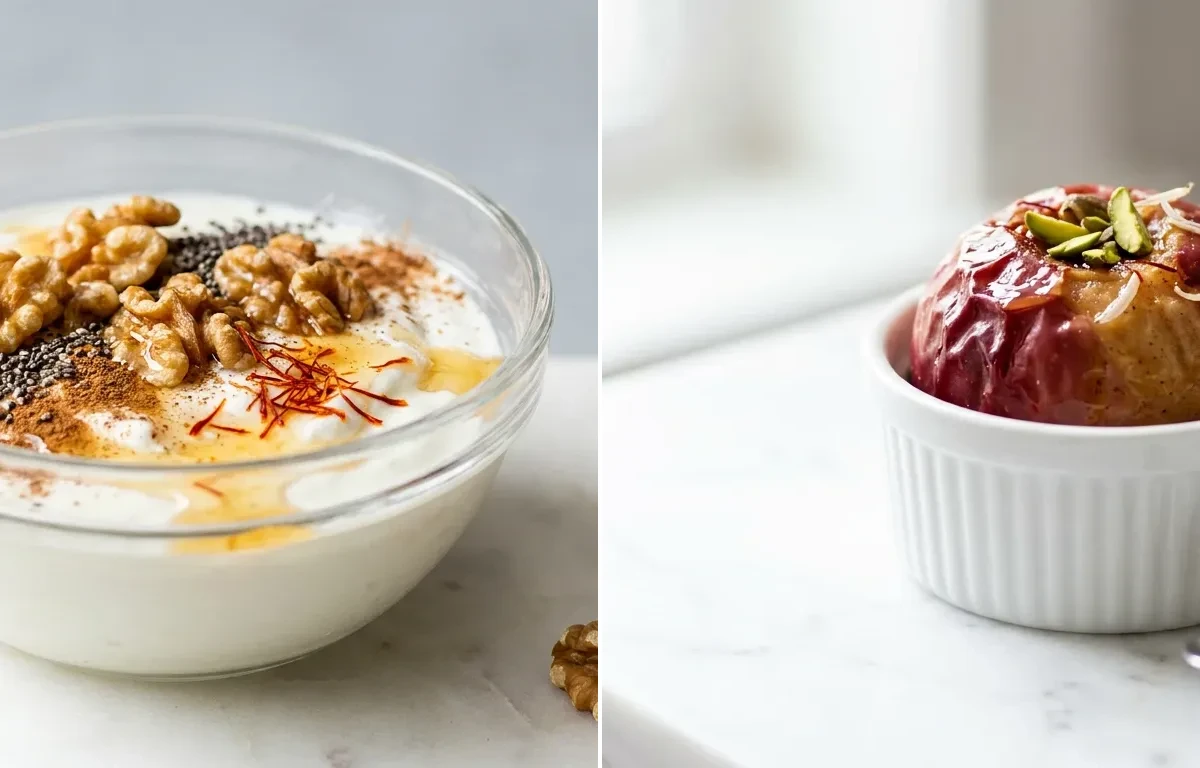Curd with Walnuts and Cinnamon with Apple