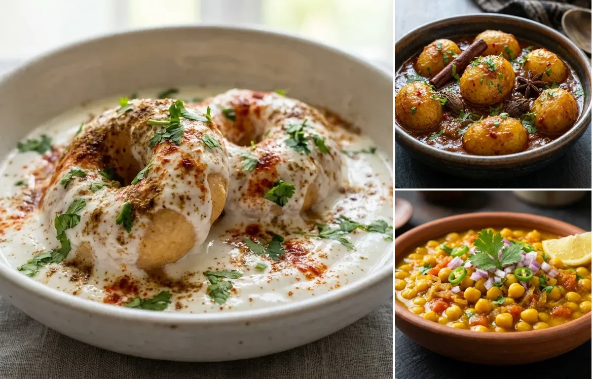 Dahibara with Kashmiri Dum Aloo and Ghuguni