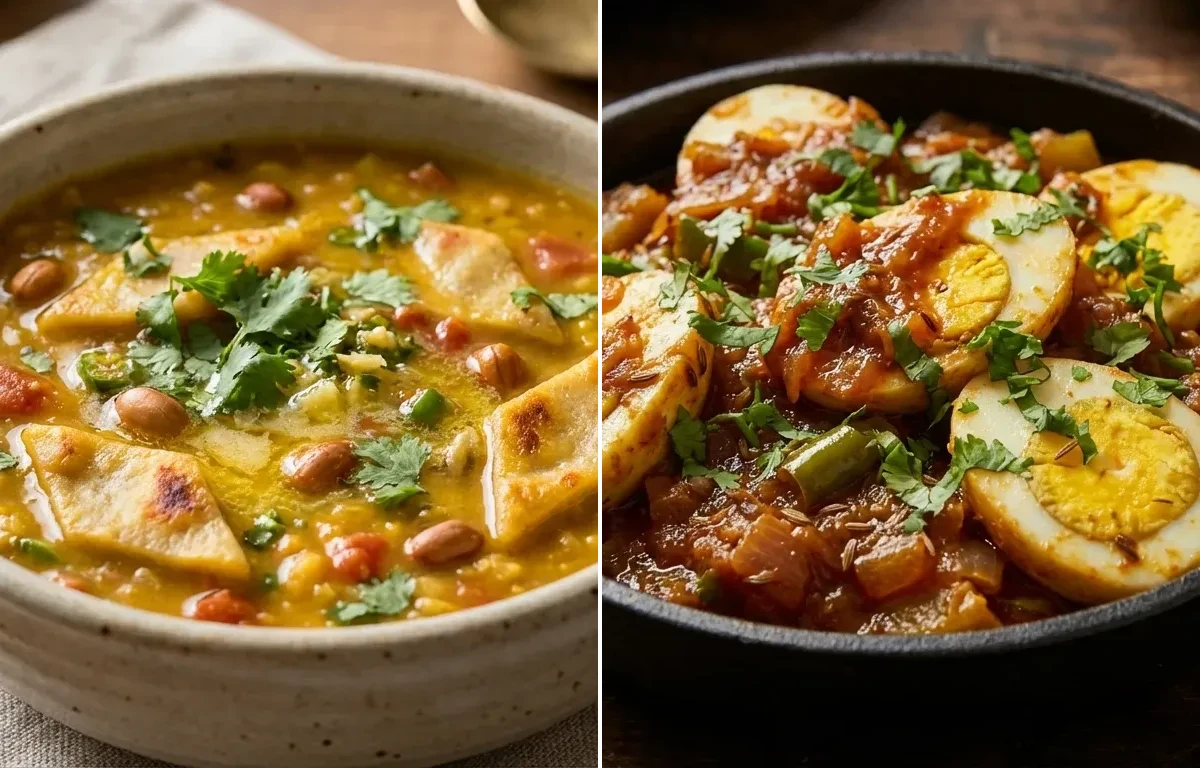 Dal Dhokli with Masala Egg Fry