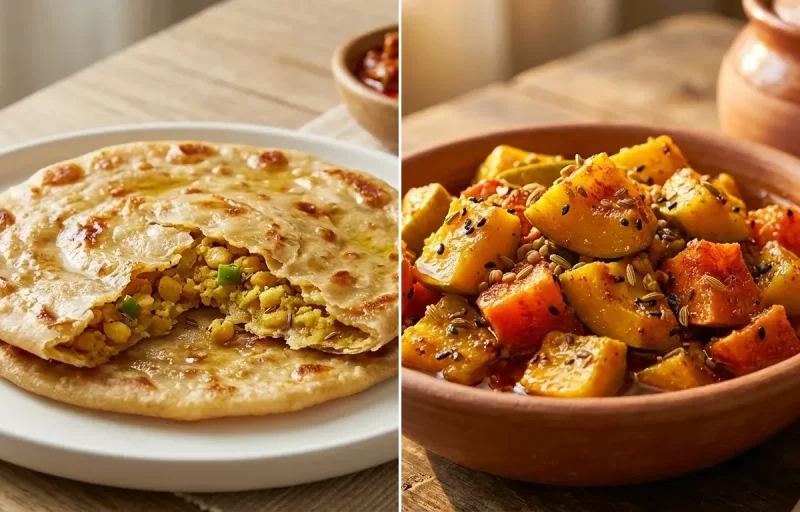 Dal er Porota with Punjabi Mango Pickle