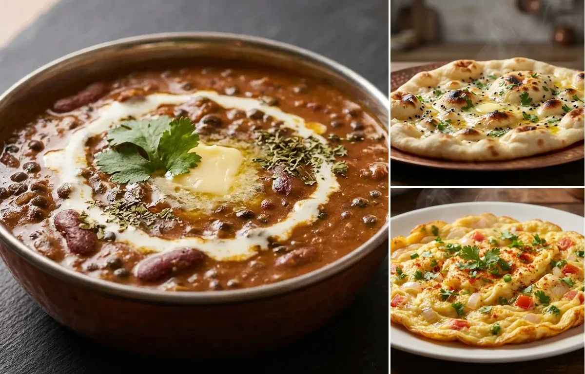 Dal Makhani with Butter Naan and Masala Omelette