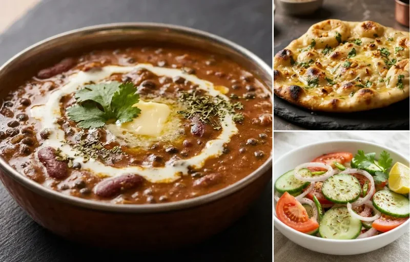 Dal Makhani with Garlic Naan and Green Salad
