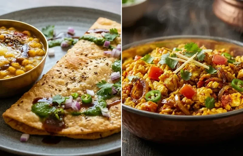 Dal Pakwan with Anda Bhurji