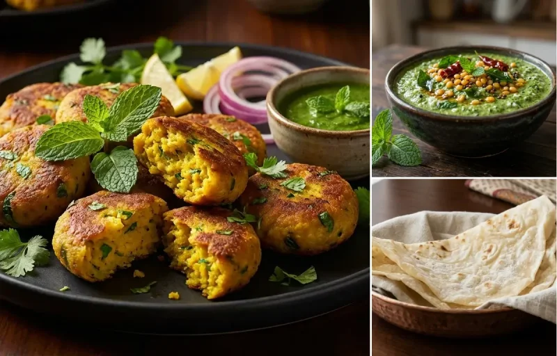 Dal Shami Kebab with Pudhina Chutney and Roomali Roti