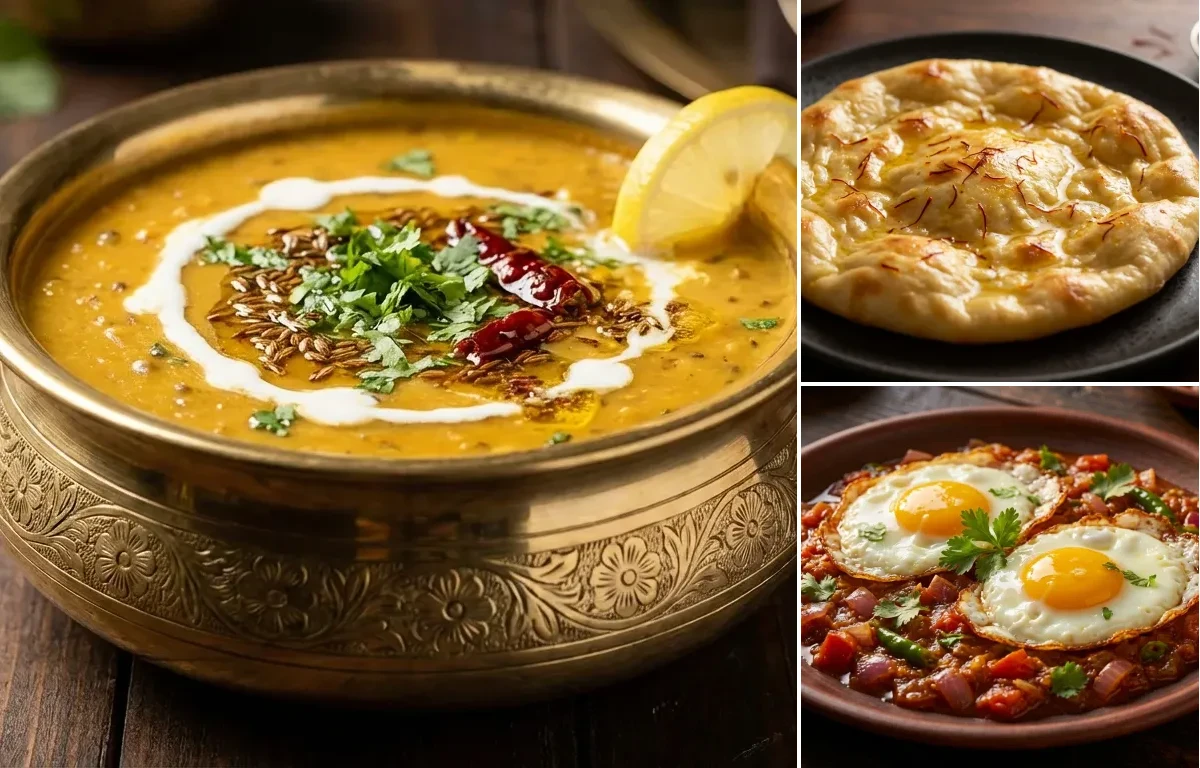 Dal Sultani with Saffron Sheermal and Masala Fried Eggs
