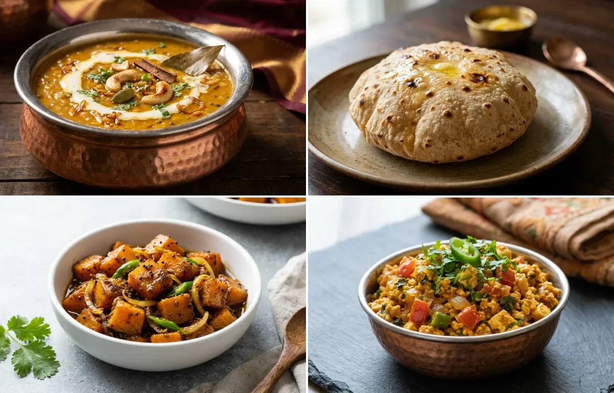 Shahi Dal with Phulka with Pumpkin Sabzi with Paneer Bhurji