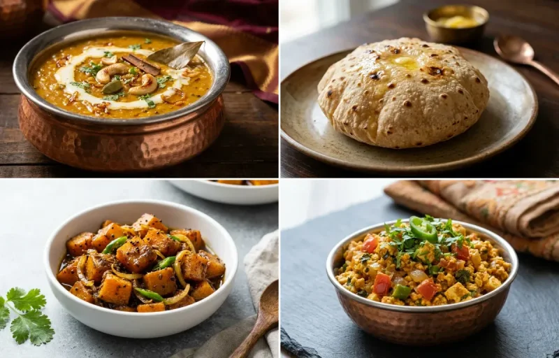 Shahi Dal with Phulka with Pumpkin Sabzi with Paneer Bhurji