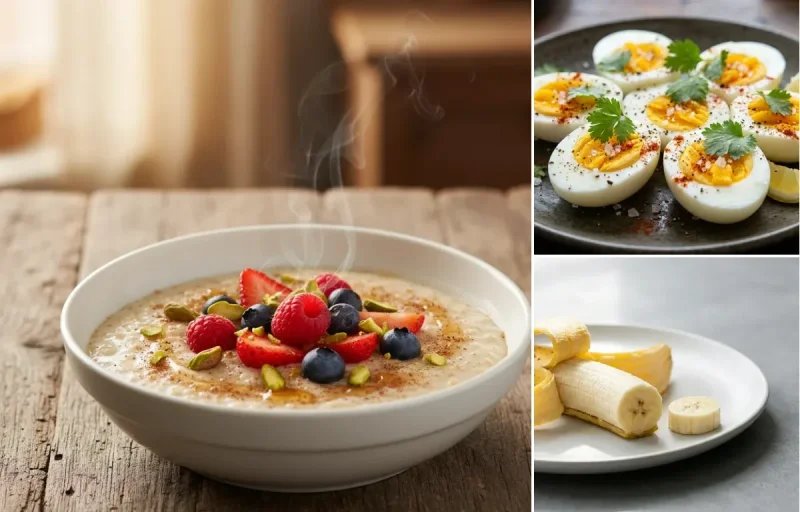 Dalia Porridge with Boiled Egg with Banana