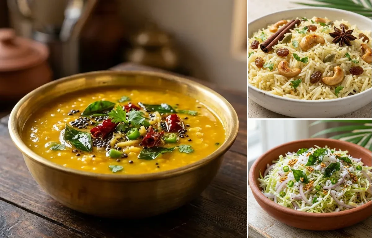 Dalithoy with Goan Coconut Rice and Goan Cabbage Kismoor