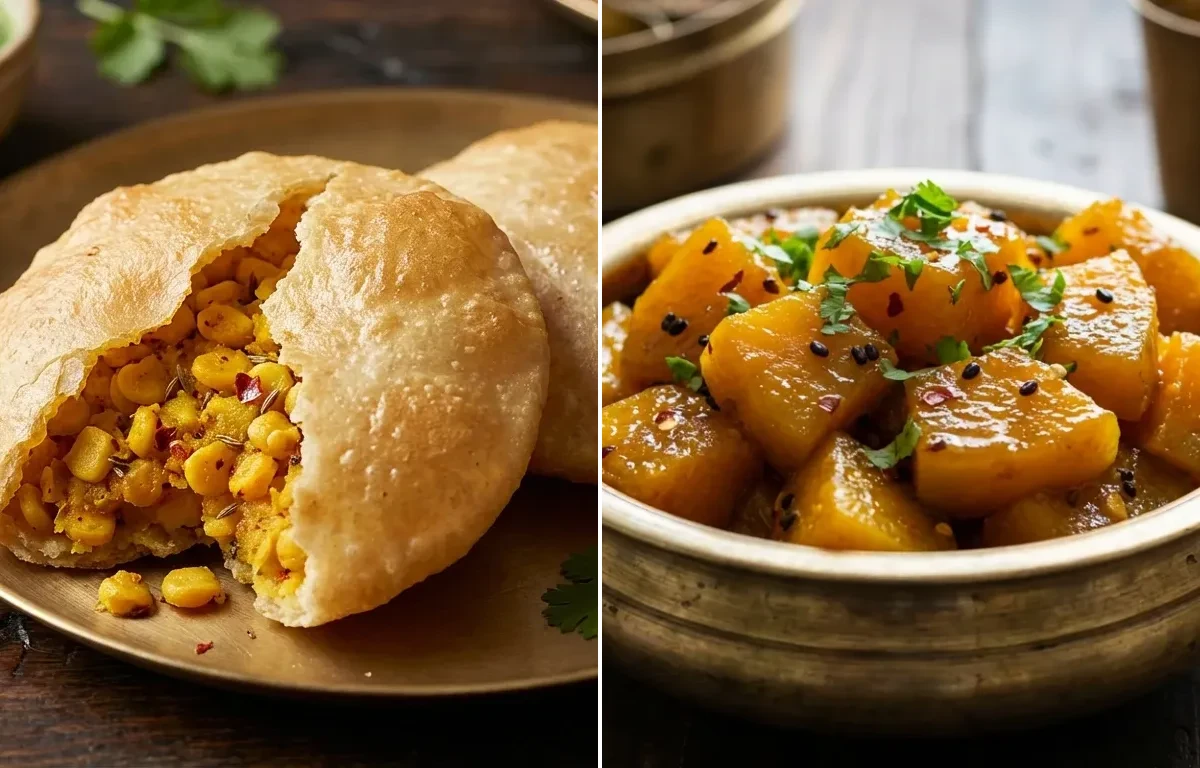 Dalpuri with Khatta Meetha Kaddu Sabzi