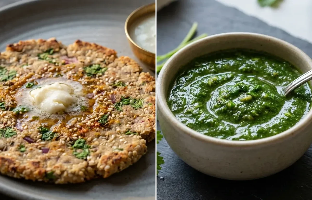 Dapate with Coriander Mint Chutney