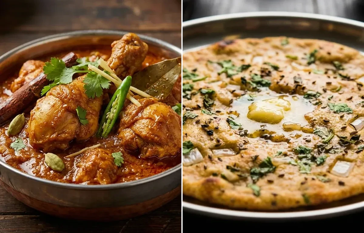 Dhaba Chicken Curry with Missi Roti