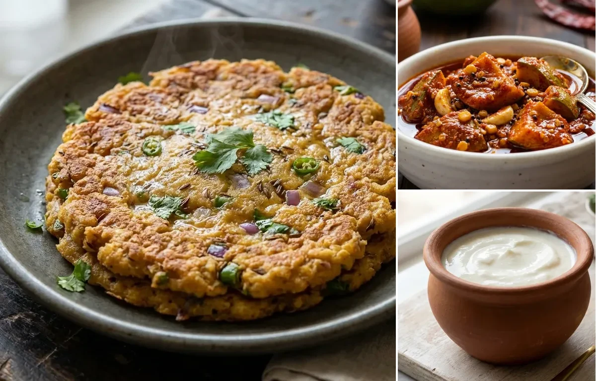 Dibba Rotti with Avakai Pickle and Curd