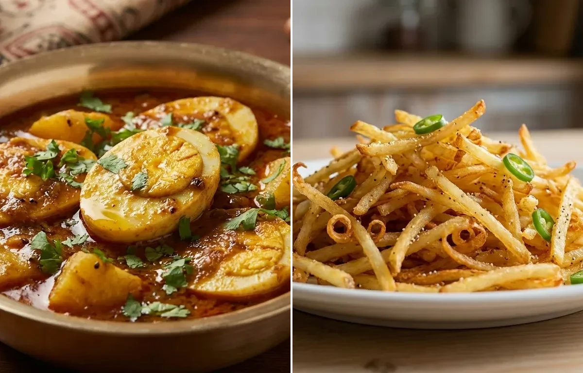 Dimer Dalna, Bhaat and Jhurjhure Aloo Bhaja