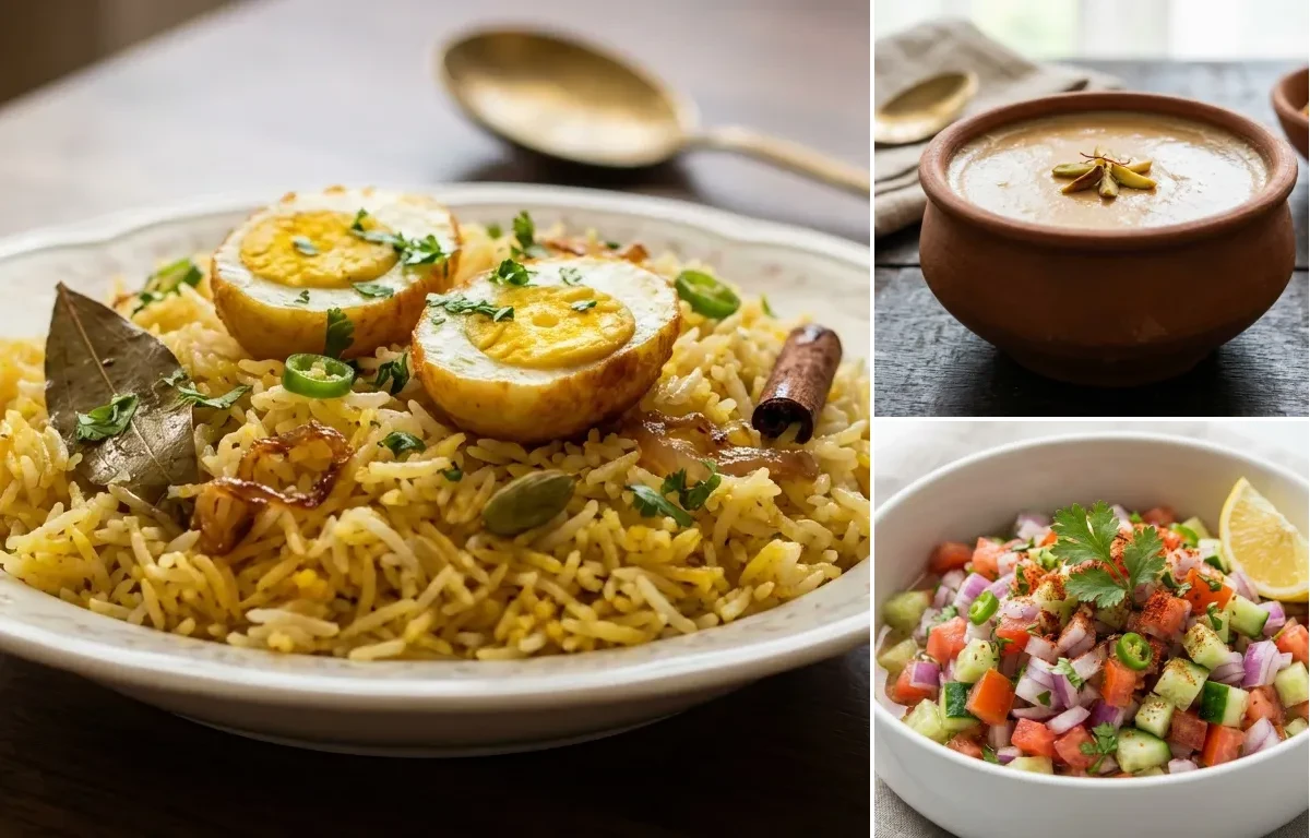 Dimer Pulao with Mishti Doi