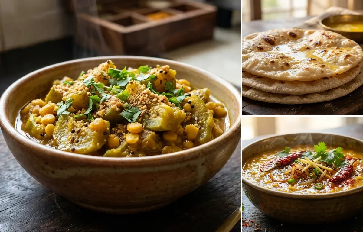 Dodkyachi Bhaji with Chapati and Dal Tadka