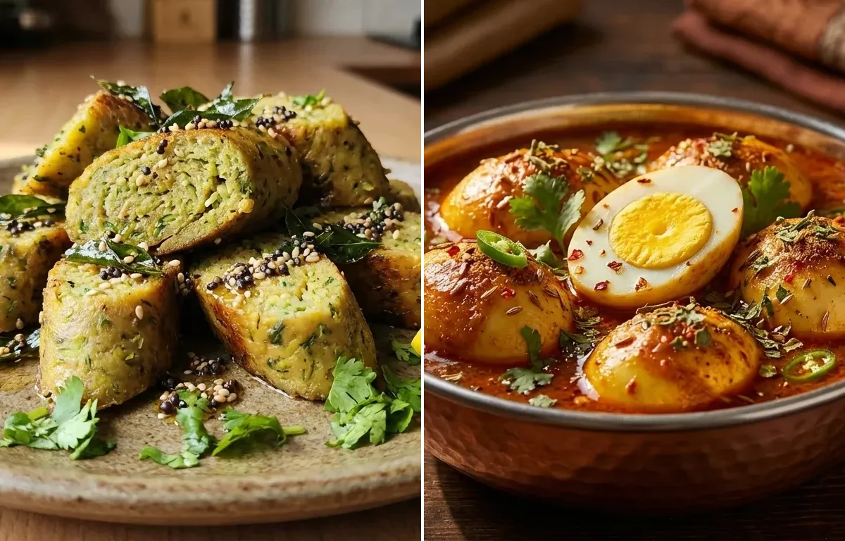 Doodhi Muthia with Egg Curry