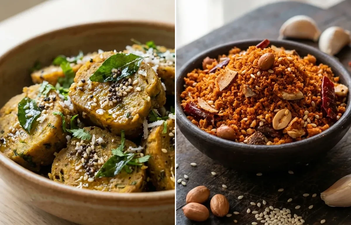Doodhi Muthiya with Dry Garlic Chutney