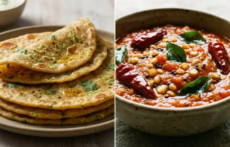 Doodhi Thepla with Tomato Chutney