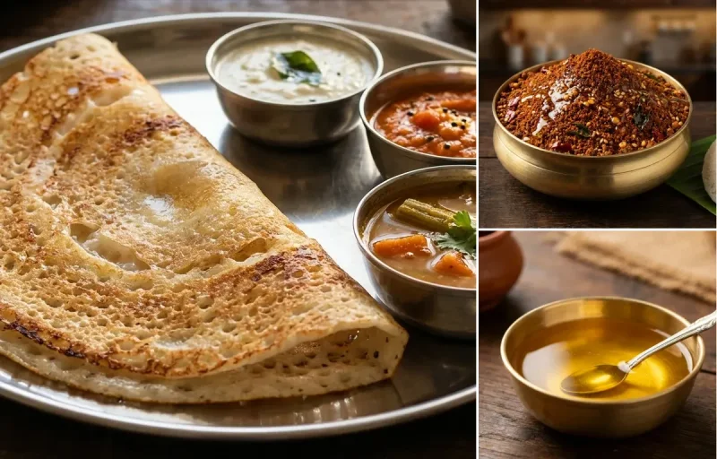 Dosa with Idli Podi and Ghee