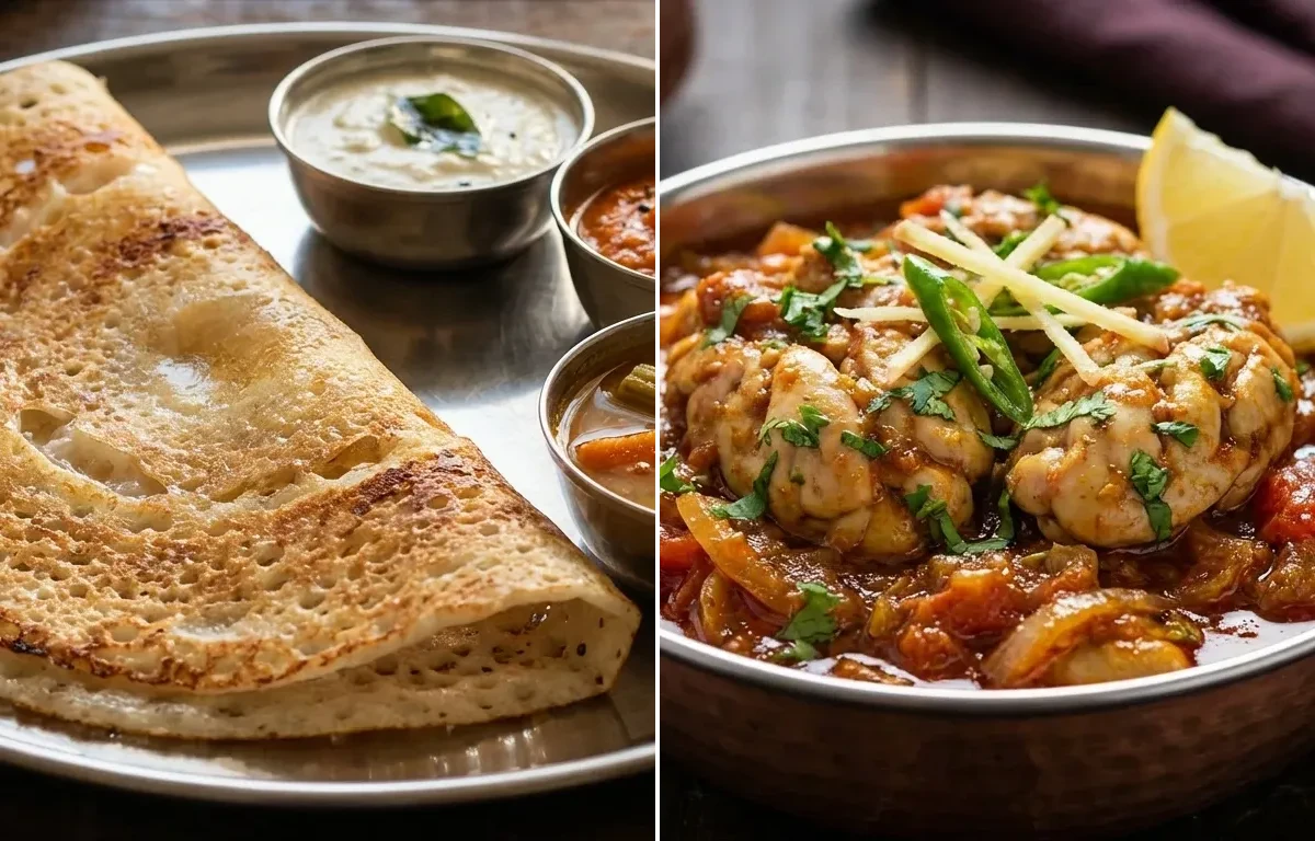 Dosa with Bheja Fry