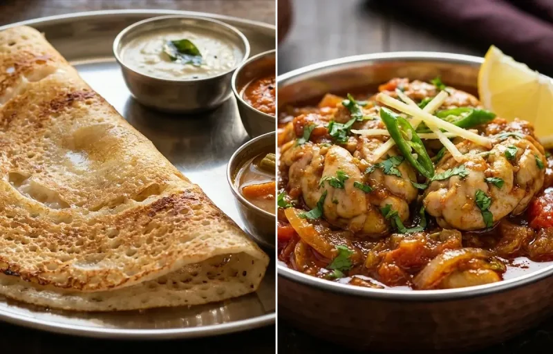 Dosa with Bheja Fry