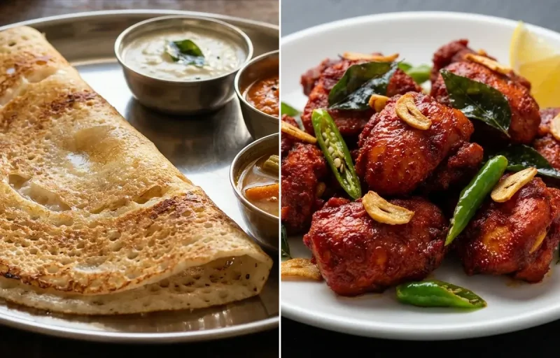 Dosa with Chicken 65