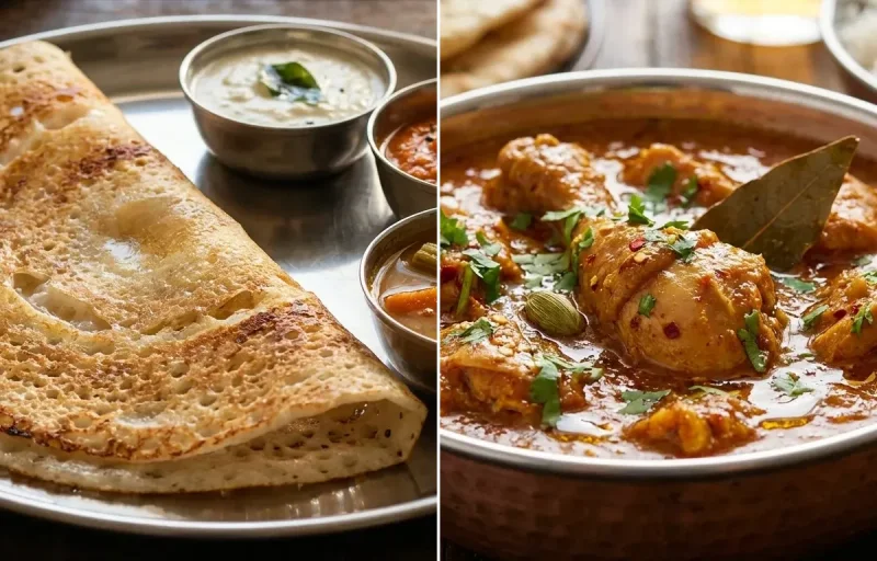 Dosa with Chicken Curry