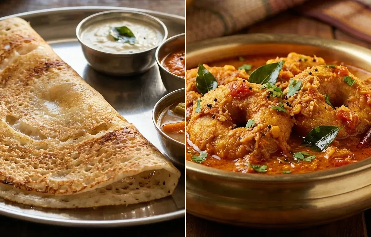 Dosa with Vada Curry