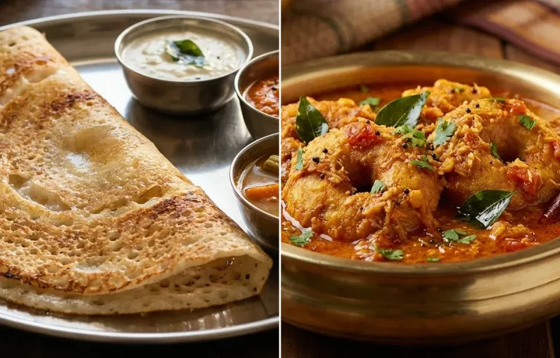 Dosa with Vada Curry