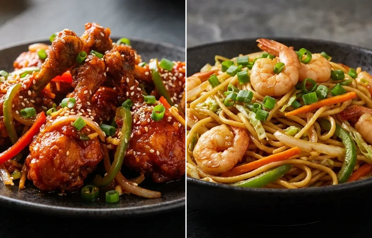 Drums of Heaven with Prawn Hakka Noodles