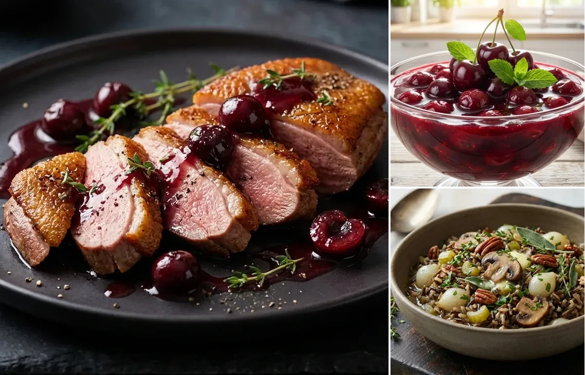 Duck Breast with Cherry Sauce with Cherry Sauce and Herbed Wild Rice