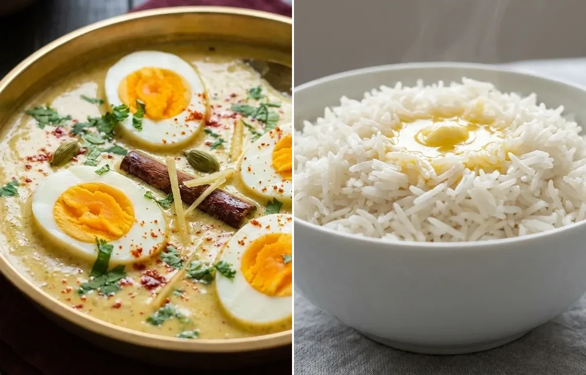 Duck Egg Korma with Sada Bhaat