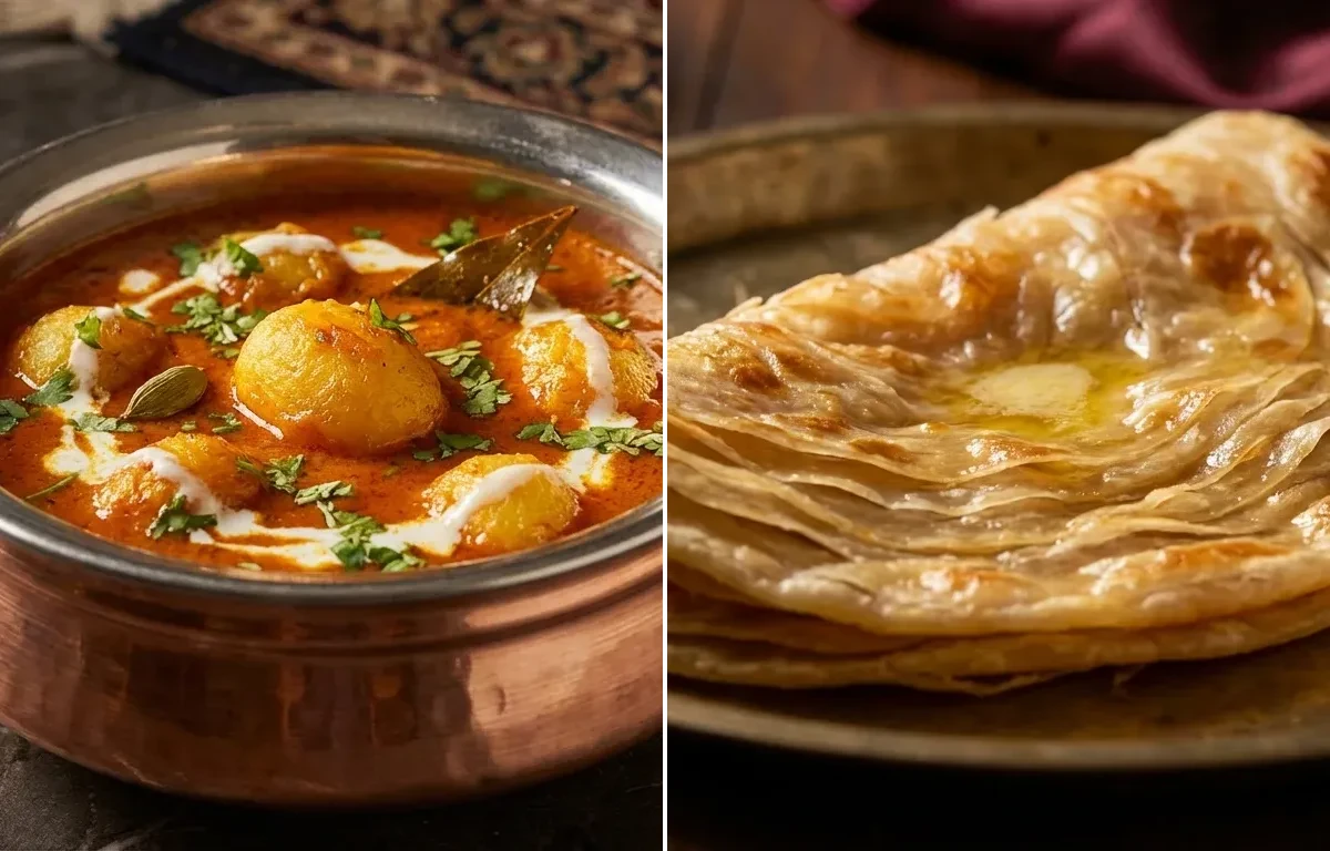 Dum Aloo Lucknowi with Warqi Paratha