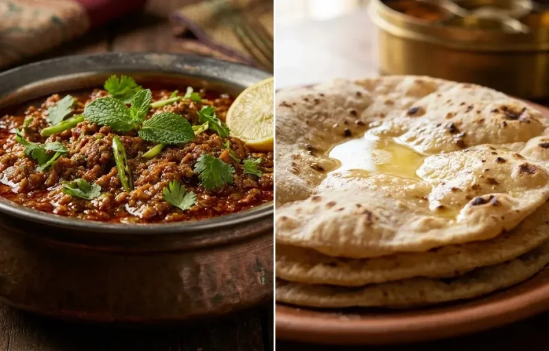 Dum ka Keema with Roti