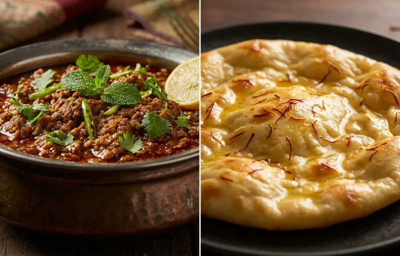 Dum ka Keema with Saffron Sheermal