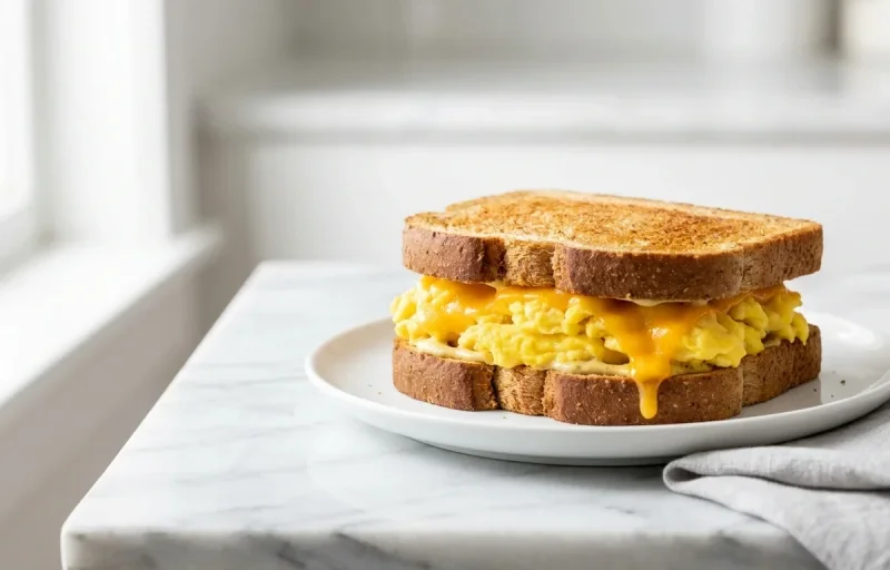Egg and Cheese Sandwich with Fresh Orange Slices