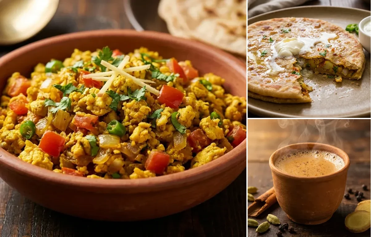 Egg Bhurji with Aloo Paratha