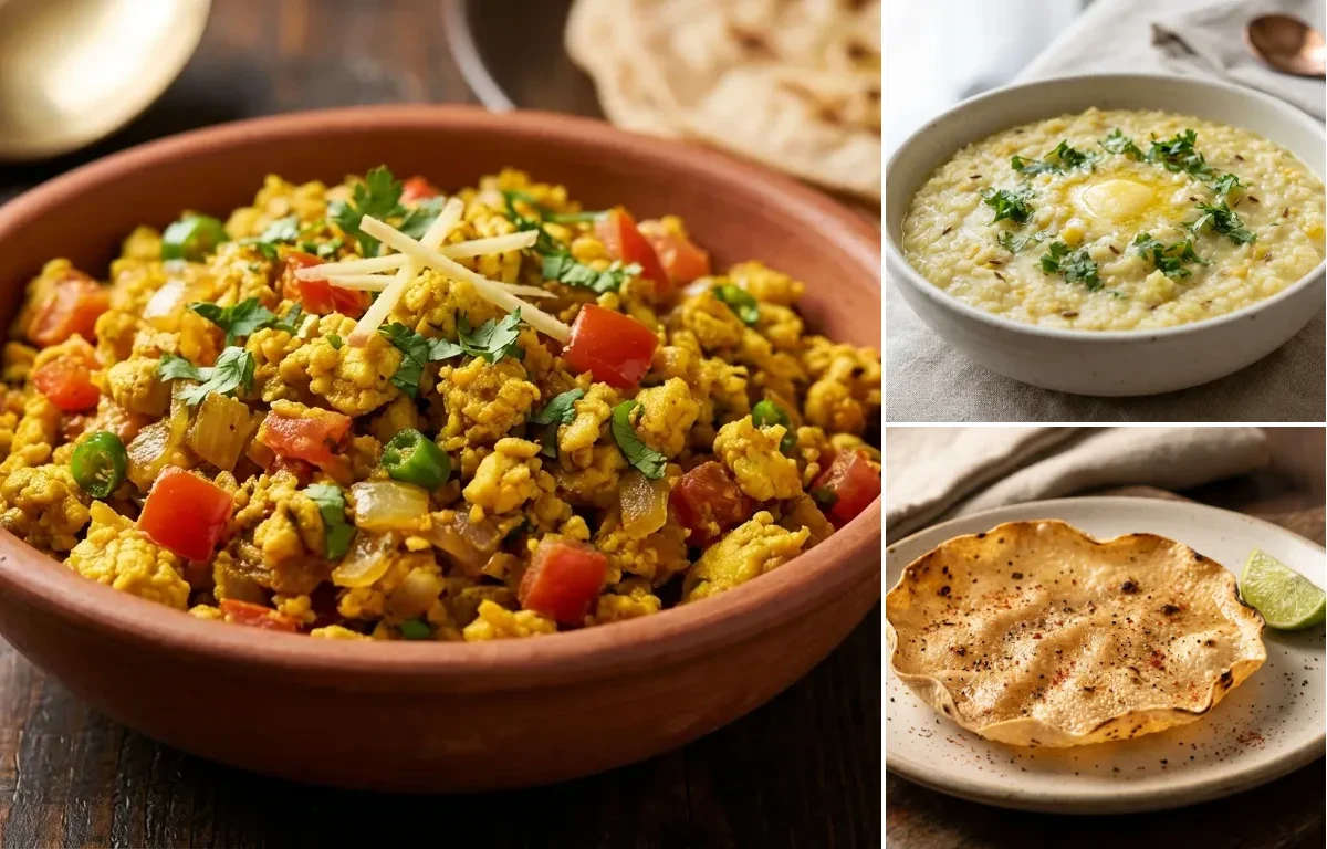 Egg Bhurji with Moong Dal Khichdi