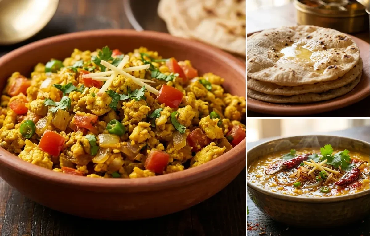 Egg Bhurji with Roti and Dal Tadka