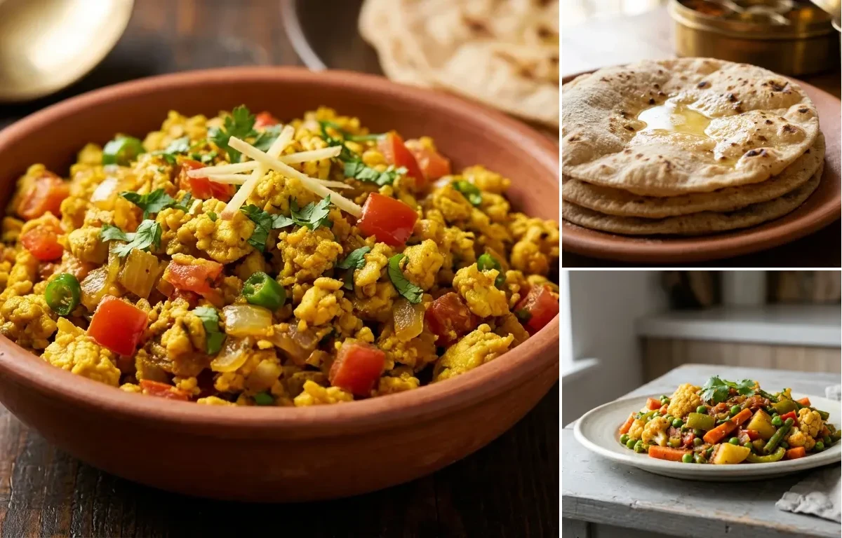 Egg bhurji + roti + sabzi