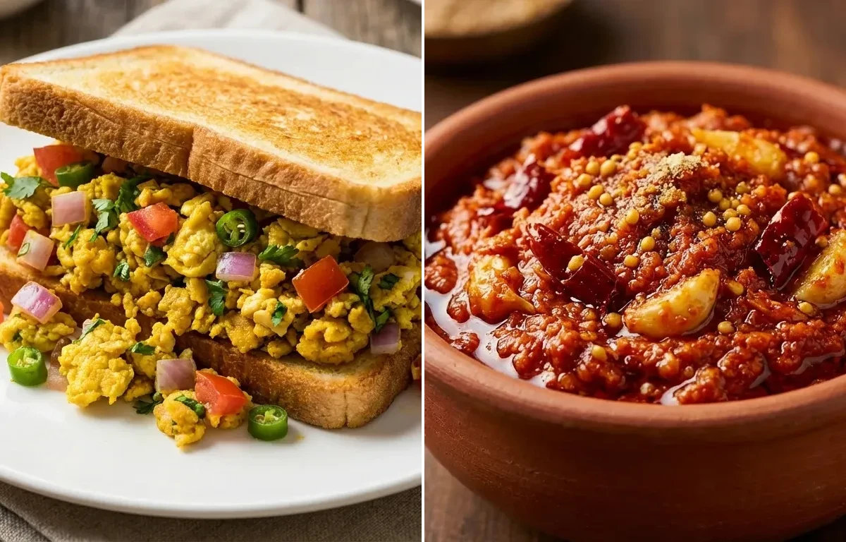 Egg Bhurji Sandwich with Cucumber Carrot Sticks With Mint Yogurt Dip and Garlic Chutney