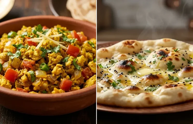 Egg Bhurji with Butter Naan