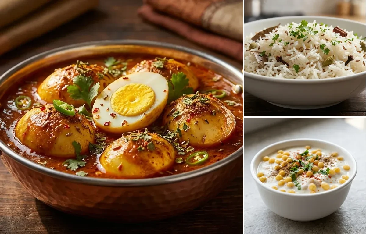 Egg Curry with Boondi Raita